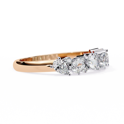 Pear and Round Diamond Band
Rose Glod