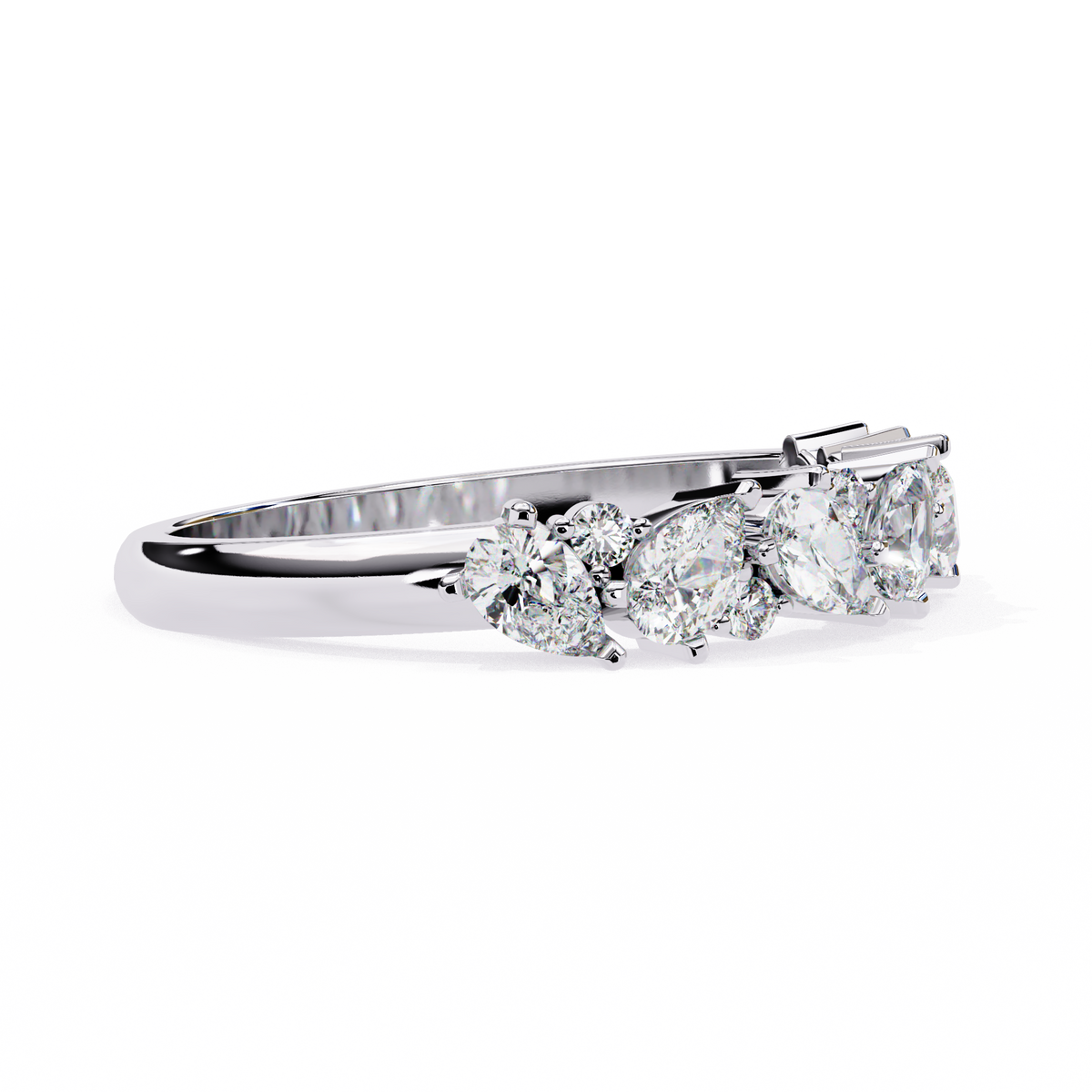 Pear and Round Diamond Band
White Glod