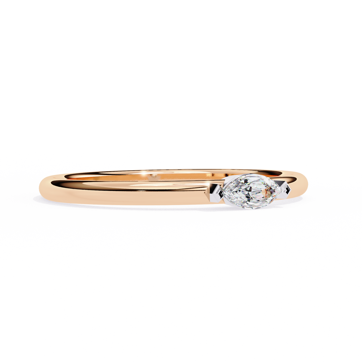 Marquise Solitaire Diamond Ring Rose Gold 