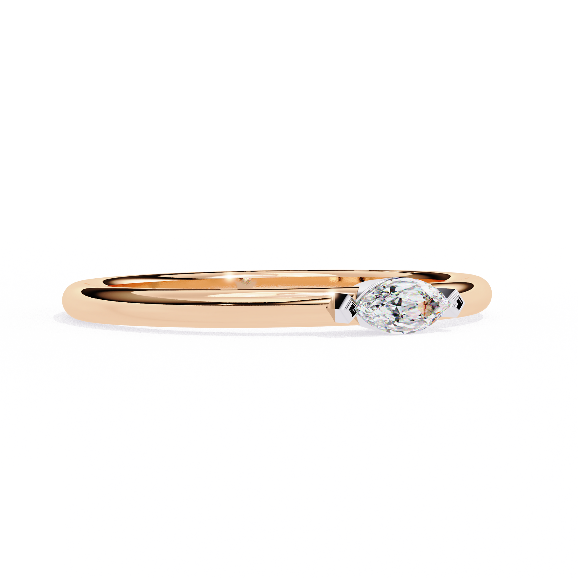 Marquise Solitaire Diamond Ring Rose Gold 