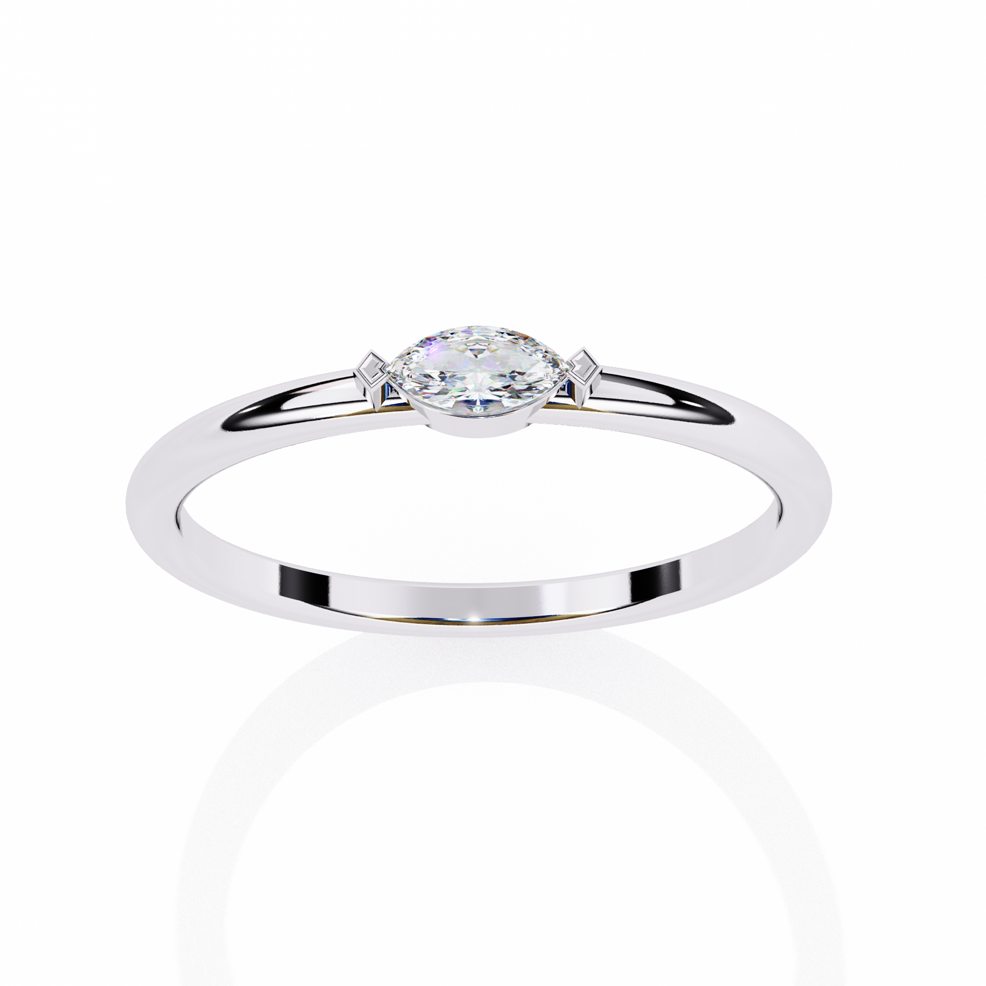 Marquise Solitaire Diamond Ring White Gold 