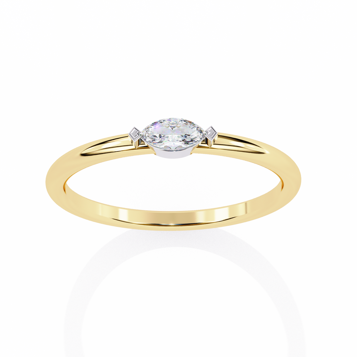 Marquise Solitaire Diamond Ring Yellow Gold 