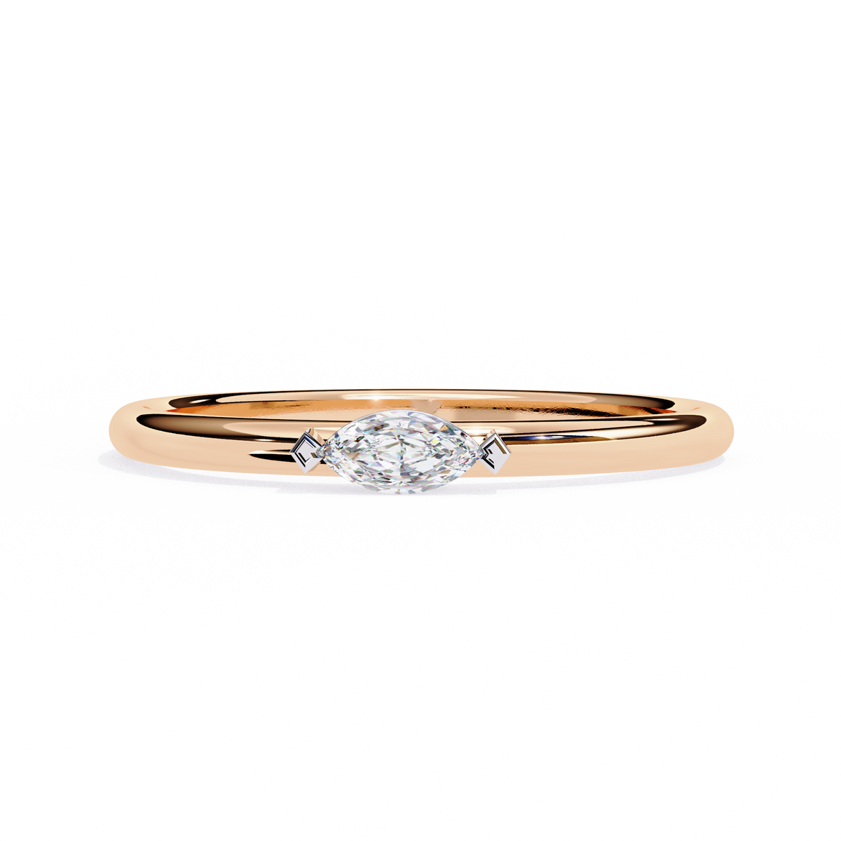 Marquise Solitaire Diamond Ring Rose Gold 