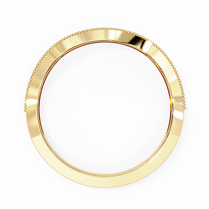 Curved Diamond Wedding Band Yellow Gold 