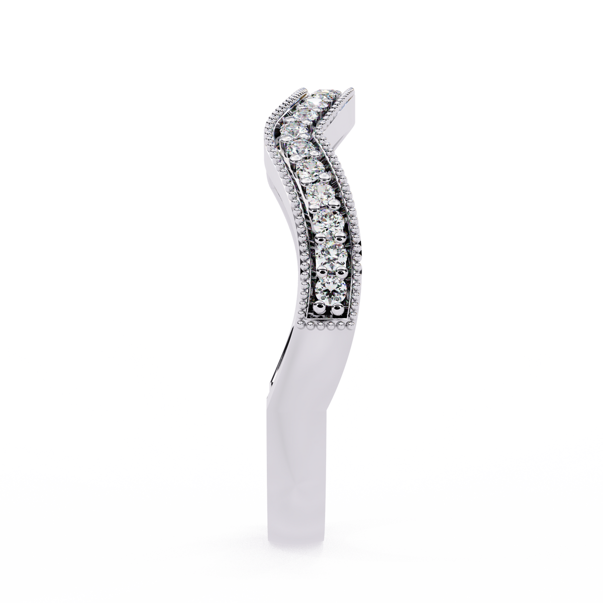 Curved Diamond Wedding Band White Gold 