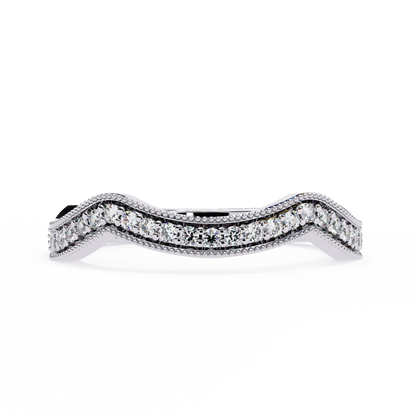 Curved Diamond Wedding Band White Gold 