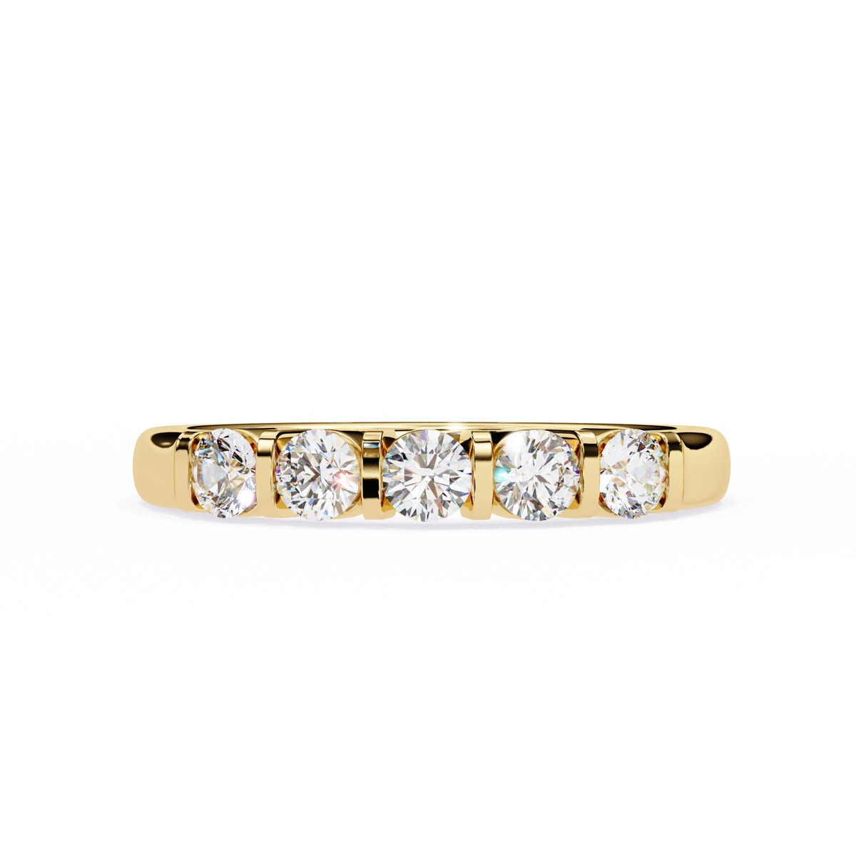 Five Stone Diamond Band Yellow Gold