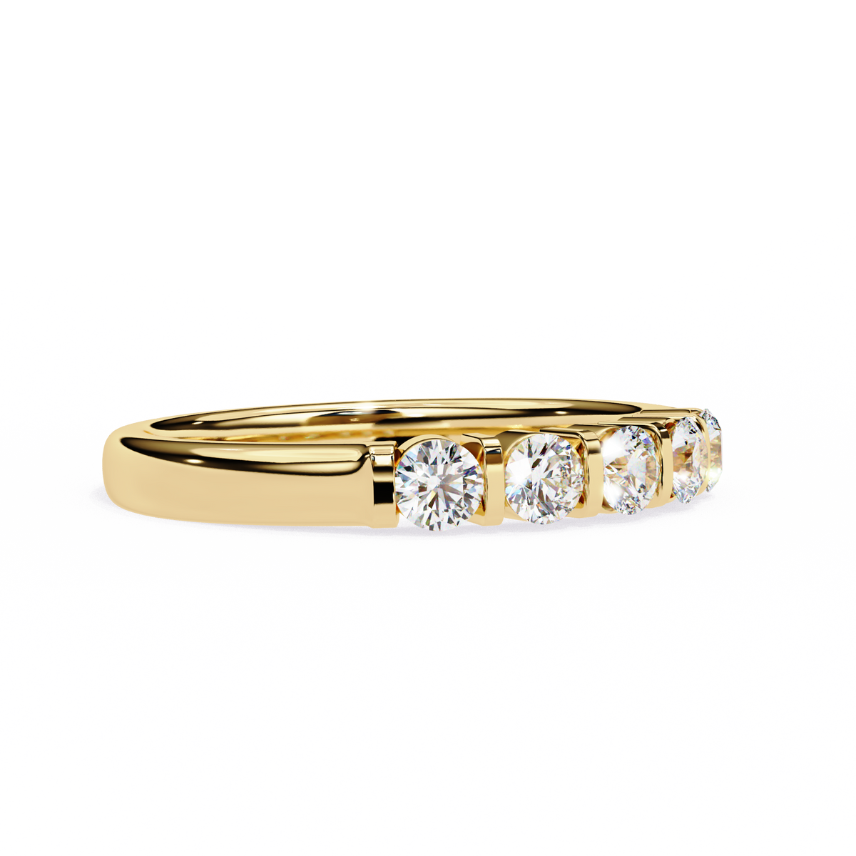 Five Stone Diamond Band Yellow Gold