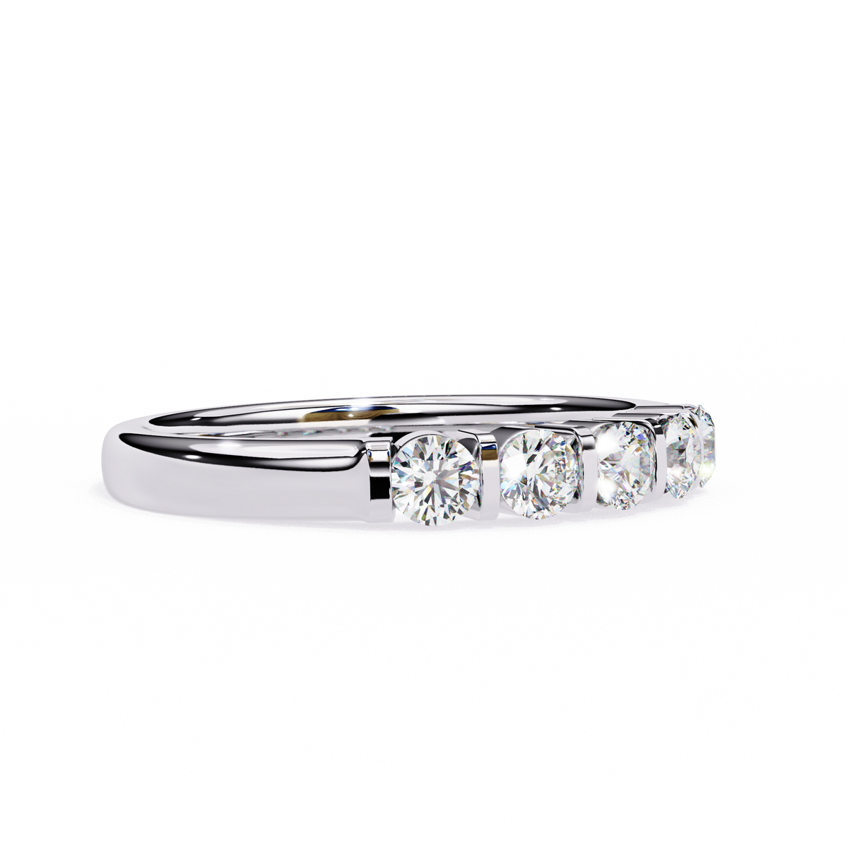 Five Stone Diamond Band White Gold