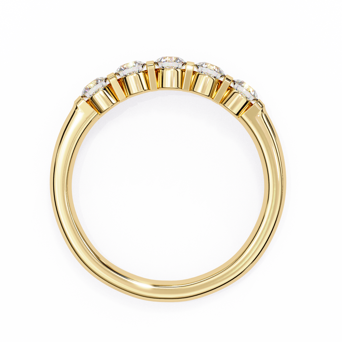 Five Stone Diamond Band Yellow Gold