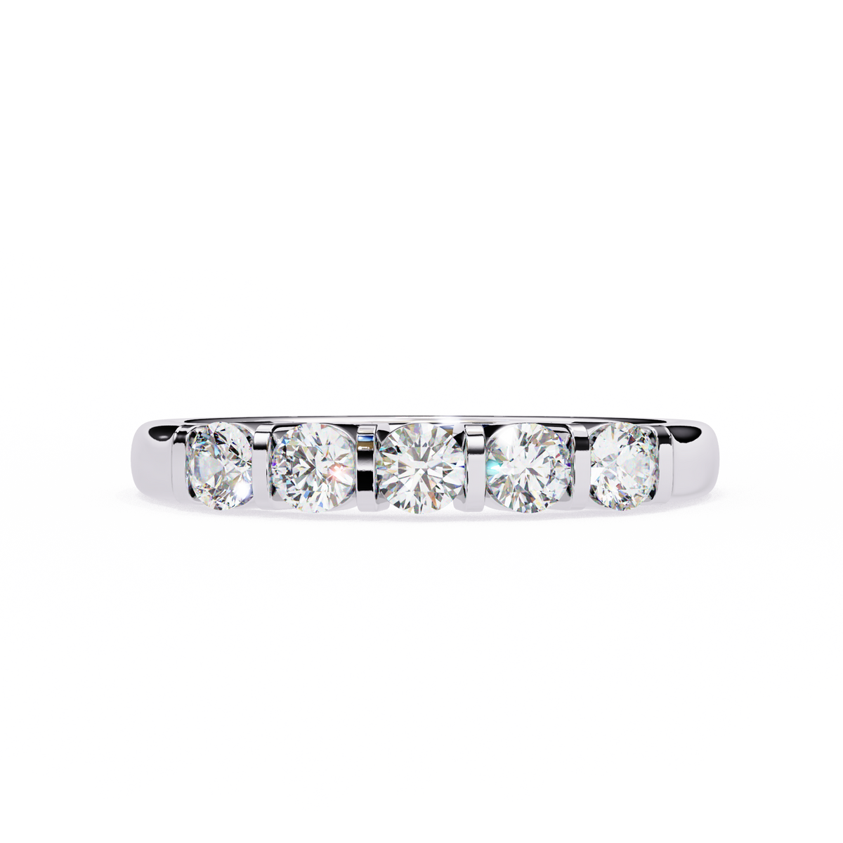 Five Stone Diamond Band White Gold