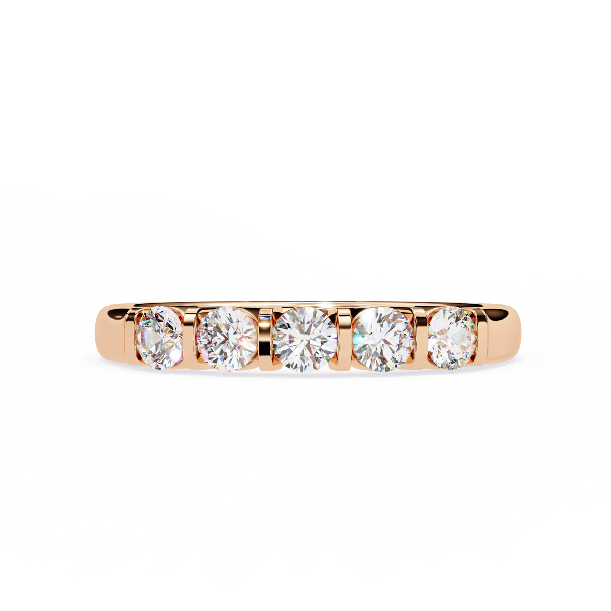 Five Stone Diamond Band Rose Gold