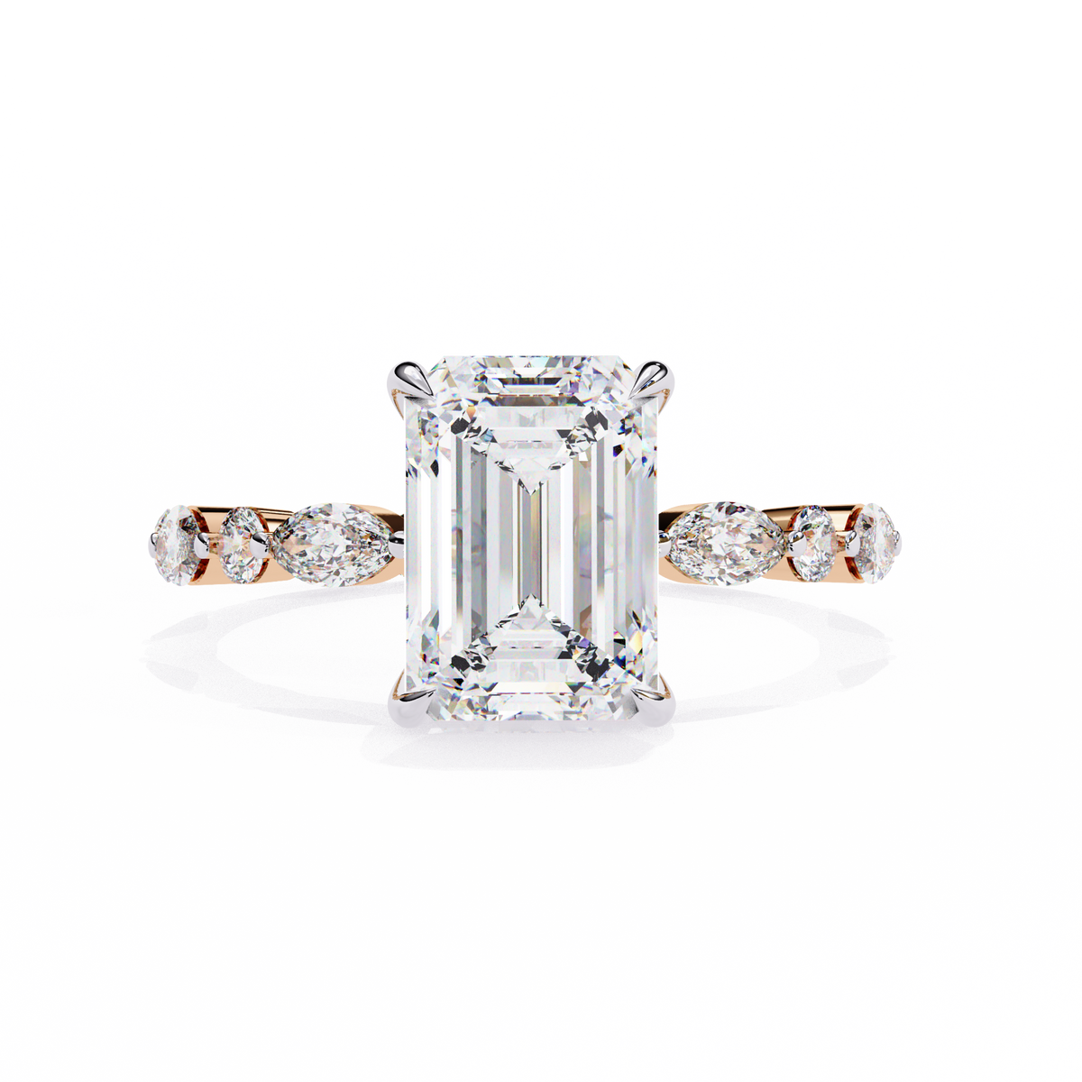 Emerald Cut Diamond Engagement Ring Rose Gold