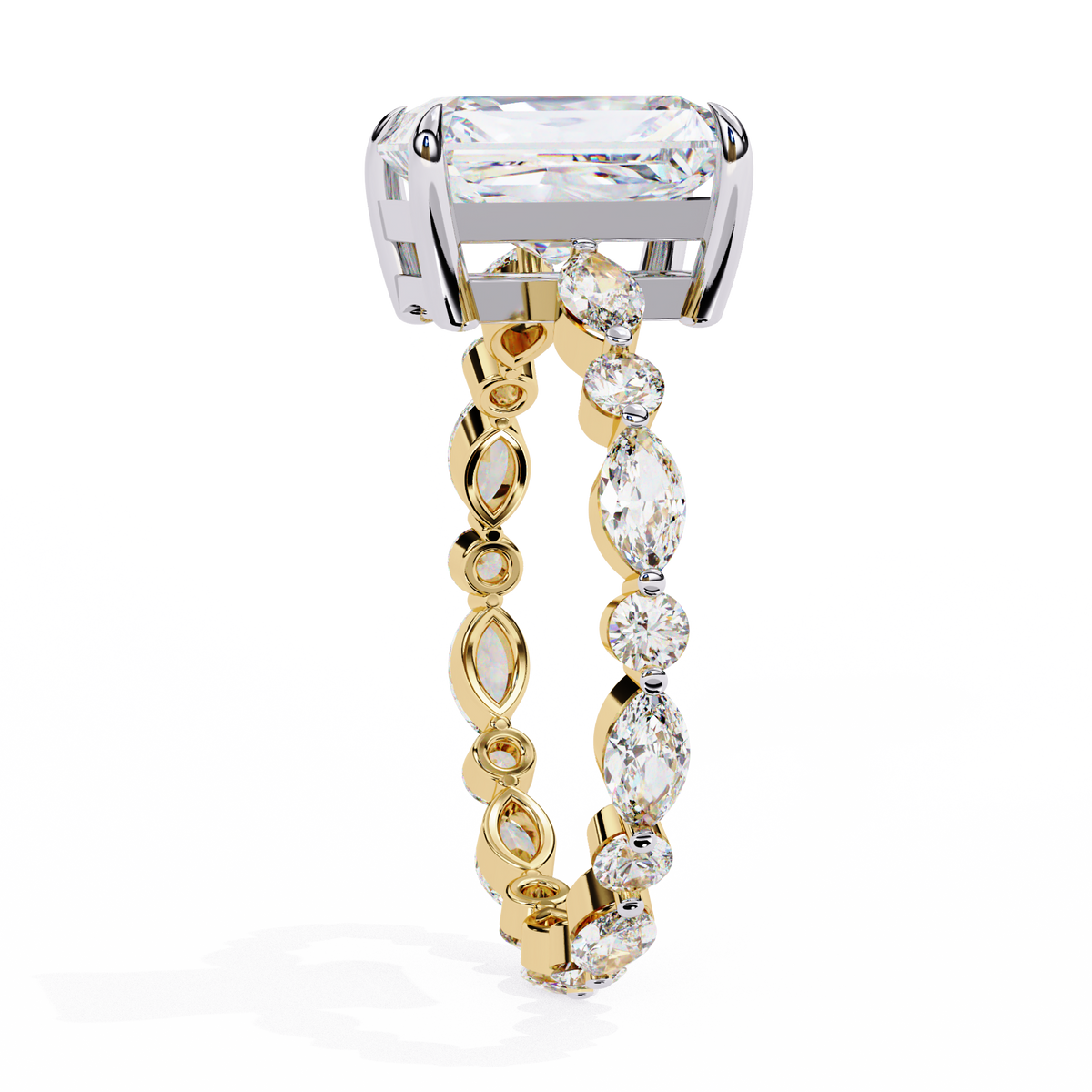 Emerald Cut Diamond Engagement Ring Yellow Gold