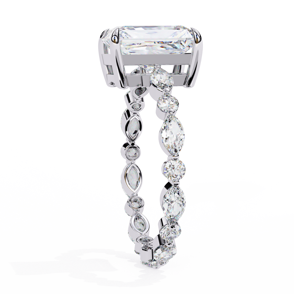 Emerald Cut Diamond Engagement Ring White Gold