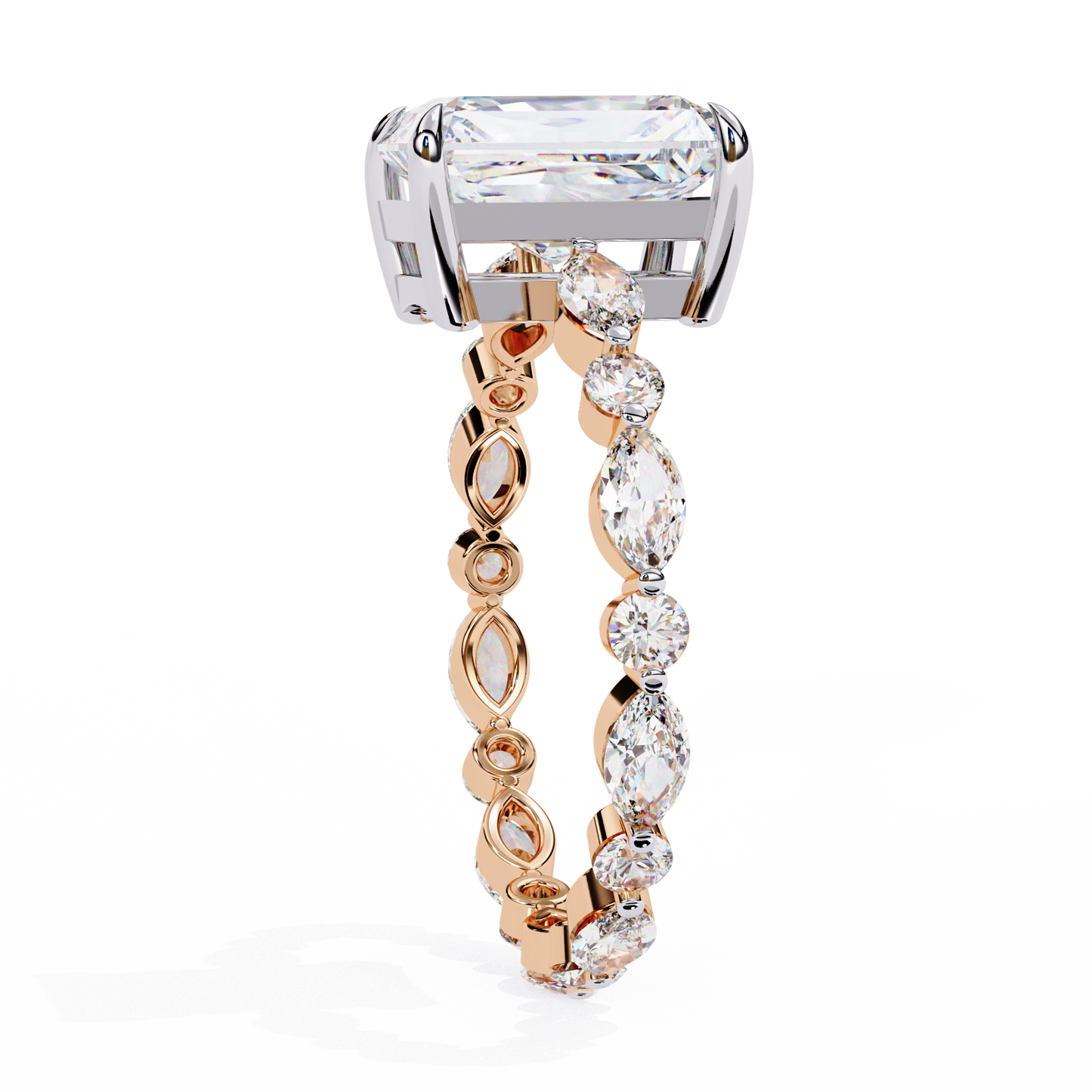 Emerald Cut Diamond Engagement Ring Rose Gold