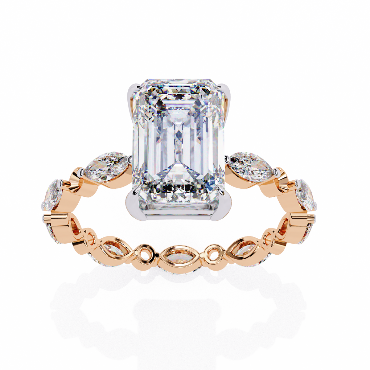 Emerald Cut Diamond Engagement Ring Rose Gold
