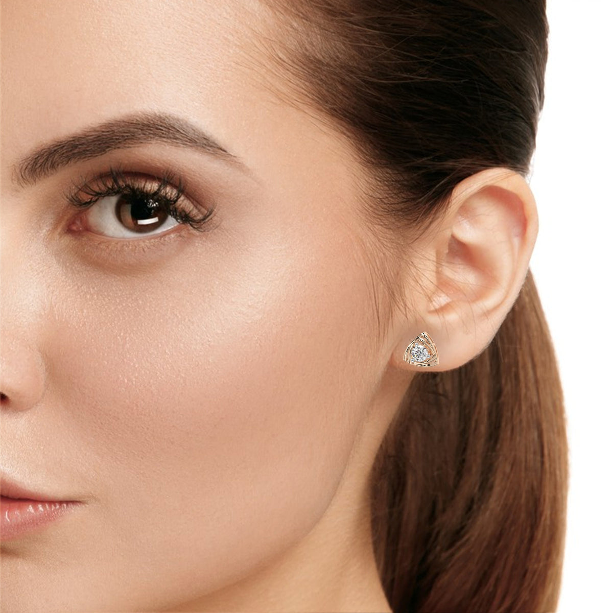 Triad Spark Diamond Earrings Yellow Gold