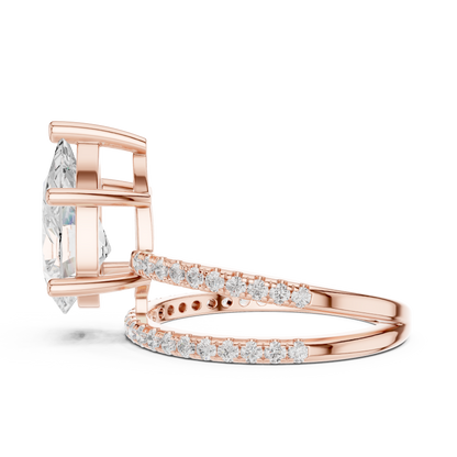 Pear-Cut Diamond Double Pavé Band Engagement Ring