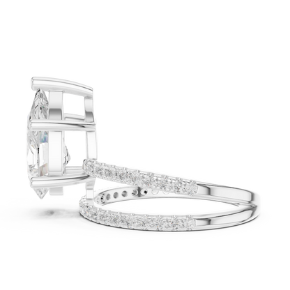 Pear-Cut Diamond Double Pavé Band Engagement Ring