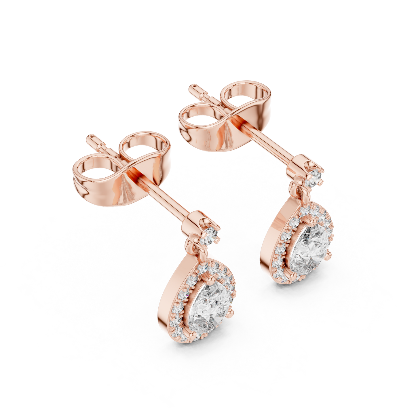 Elegant Pear-Cut Drop Earrings with Diamond Halo
