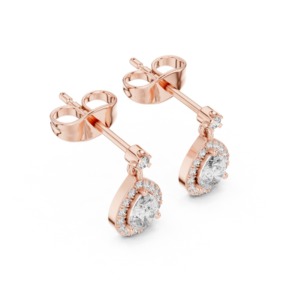 Elegant Pear-Cut Drop Earrings with Diamond Halo