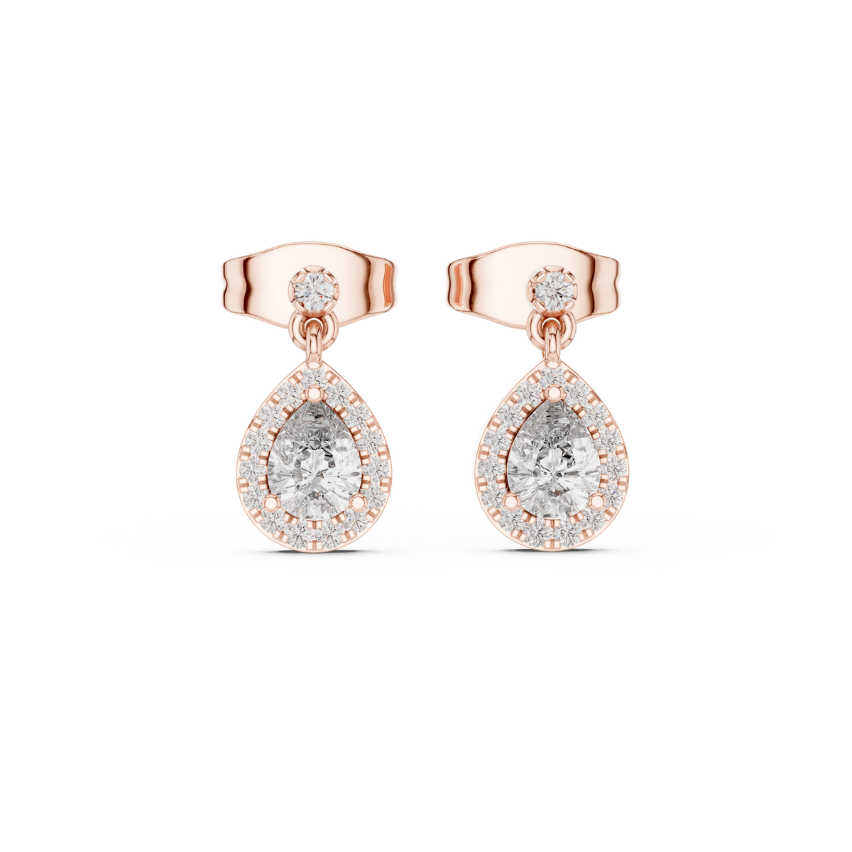 Elegant Pear-Cut Drop Earrings with Diamond Halo