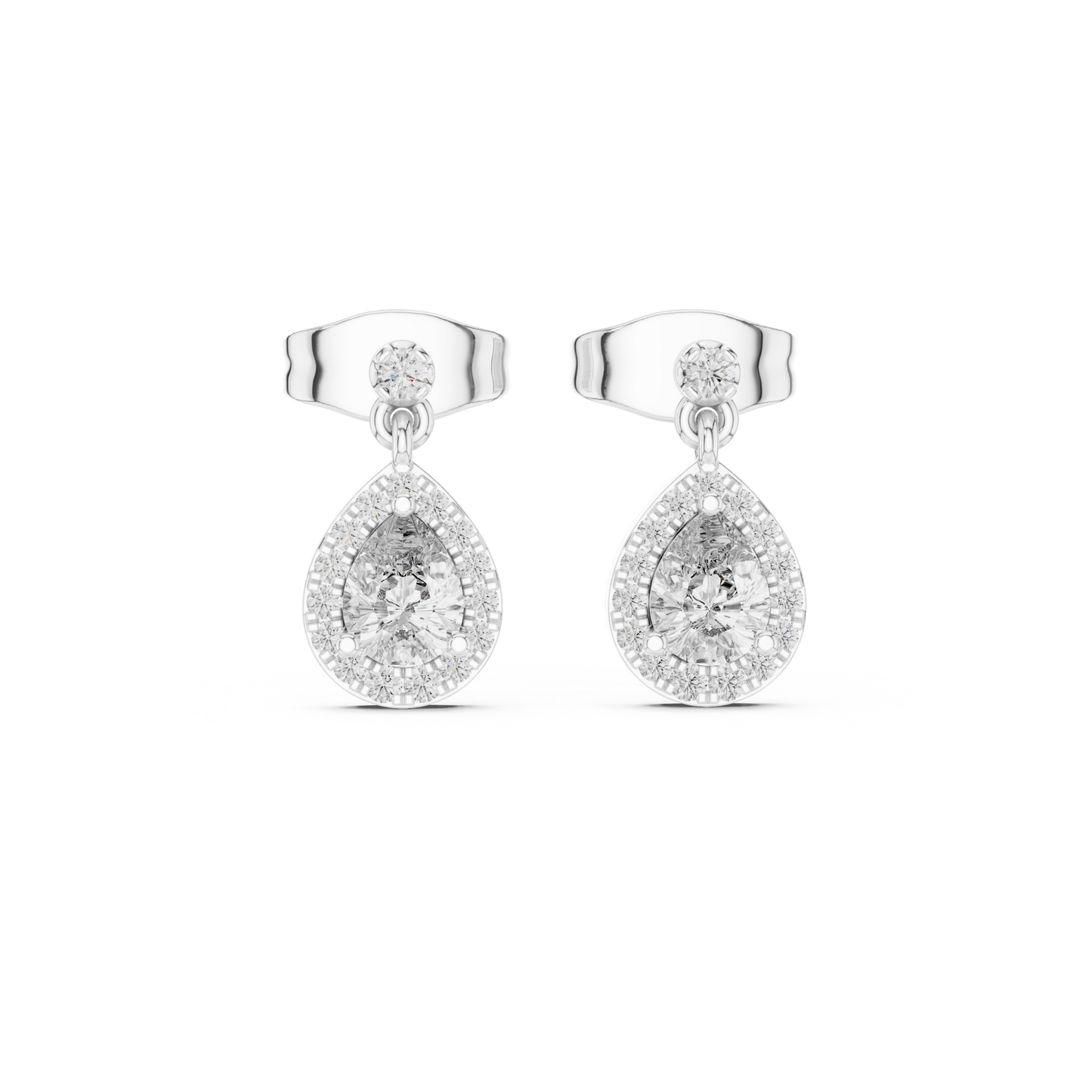 Elegant Pear-Cut Drop Earrings with Diamond Halo