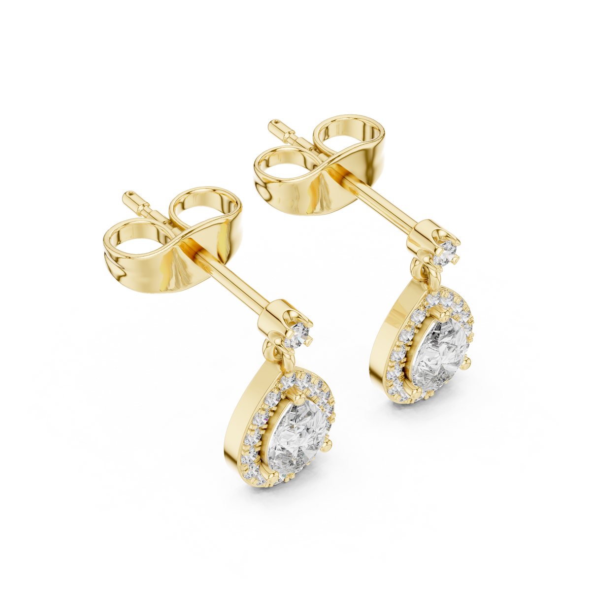 Elegant Pear-Cut Drop Earrings with Diamond Halo