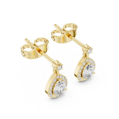 Elegant Pear-Cut Drop Earrings with Diamond Halo