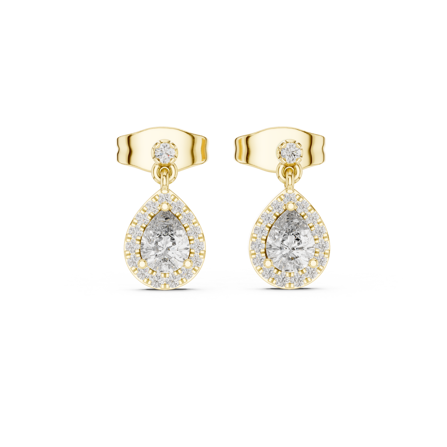 Elegant Pear-Cut Drop Earrings with Diamond Halo