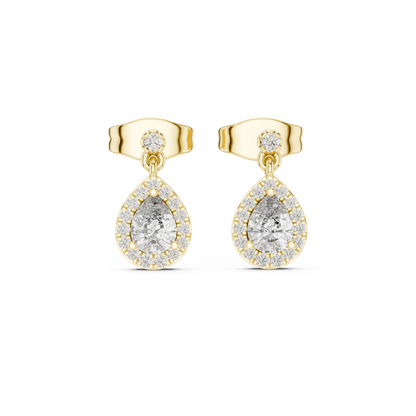 Elegant Pear-Cut Drop Earrings with Diamond Halo