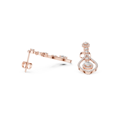 Pear-Cut Diamond Openwork Halo Drop Earrings