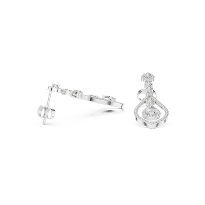 Pear-Cut Diamond Openwork Halo Drop Earrings