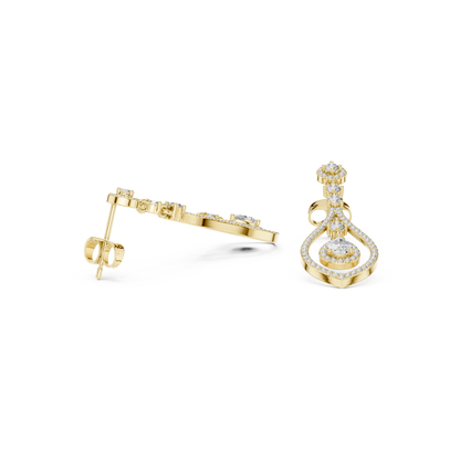 Pear-Cut Diamond Openwork Halo Drop Earrings