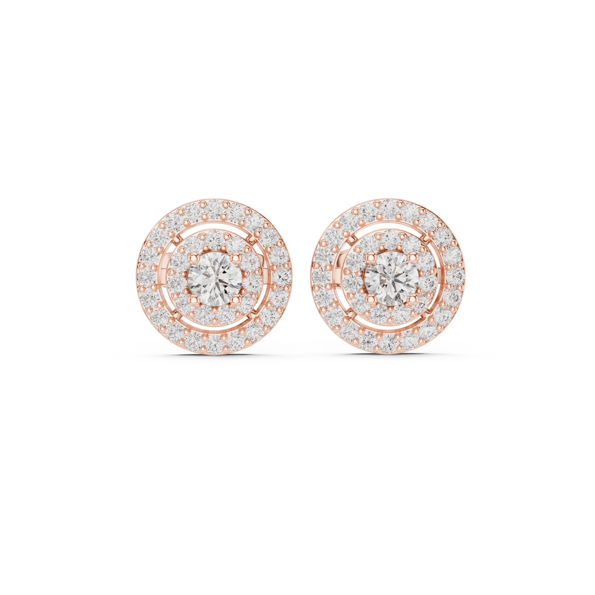 Diamond Scalloped Petal Halo Stud Earrings