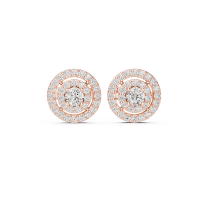 Diamond Scalloped Petal Halo Stud Earrings