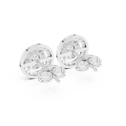 Diamond Scalloped Petal Halo Stud Earrings