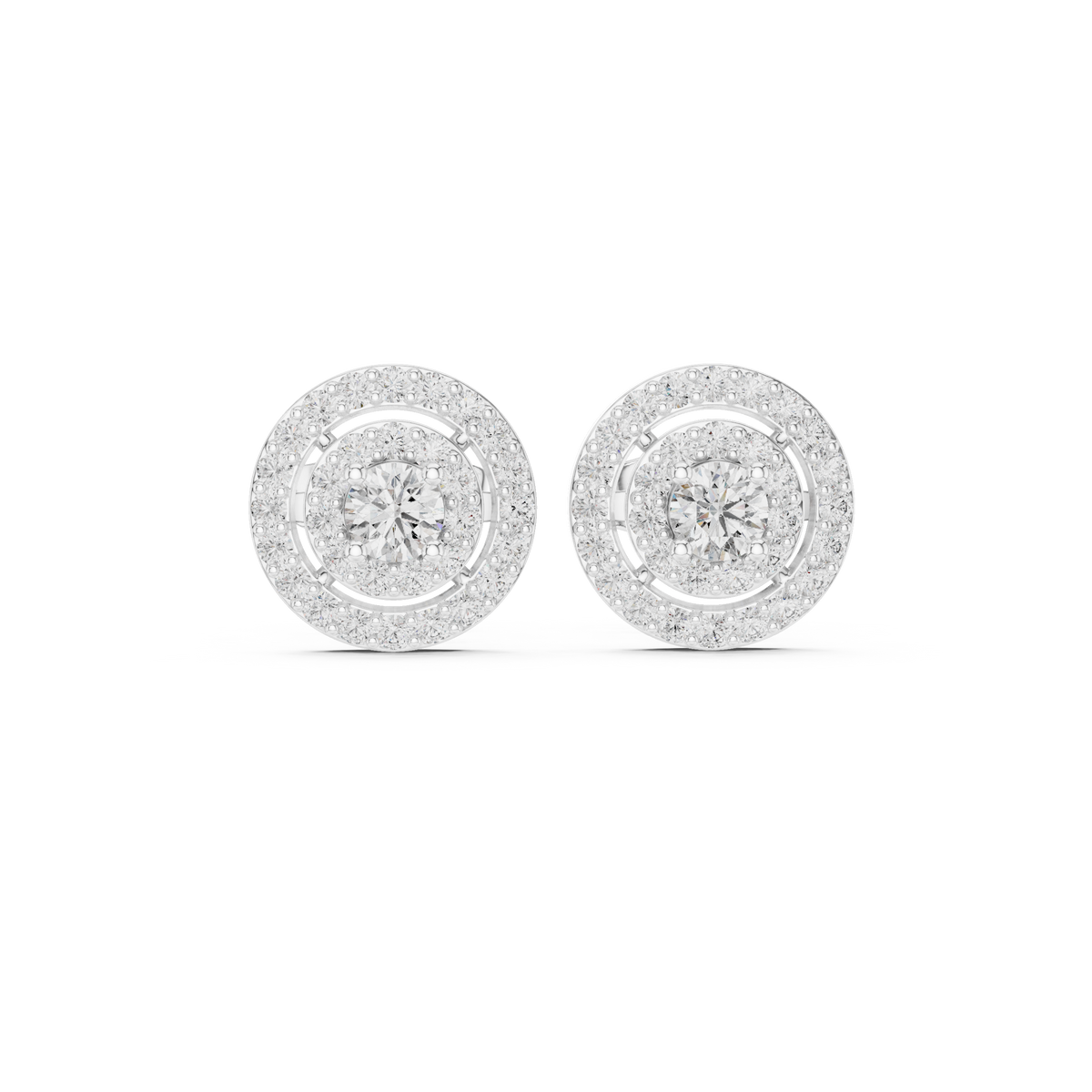 Diamond Scalloped Petal Halo Stud Earrings