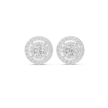 Diamond Scalloped Petal Halo Stud Earrings