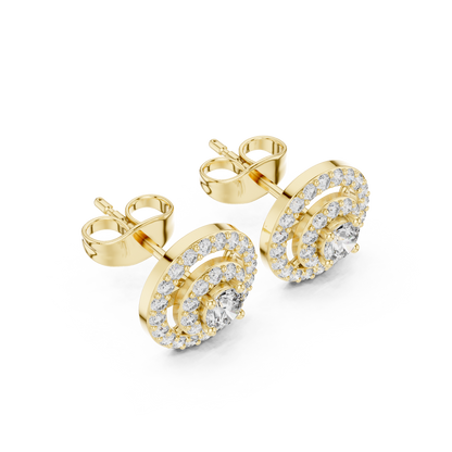 Diamond Scalloped Petal Halo Stud Earrings