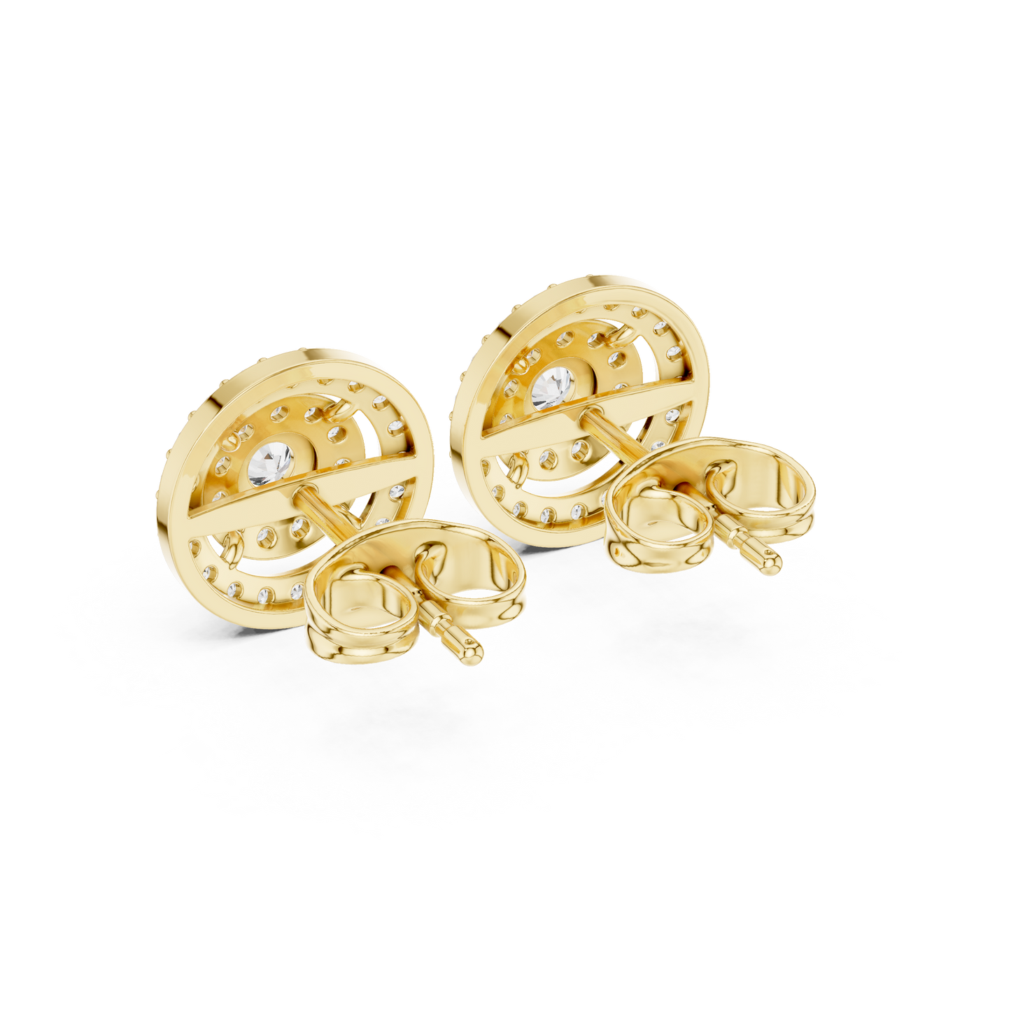 Diamond Scalloped Petal Halo Stud Earrings