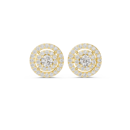 Diamond Scalloped Petal Halo Stud Earrings