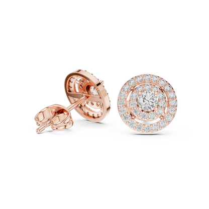 Diamond Scalloped Petal Halo Stud Earrings