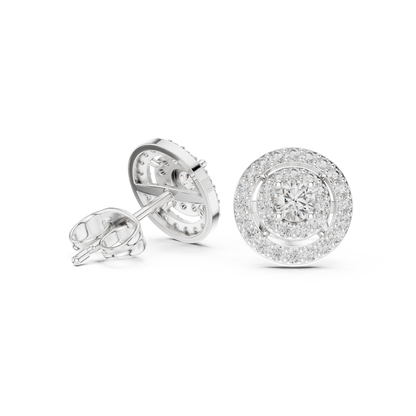 Diamond Scalloped Petal Halo Stud Earrings