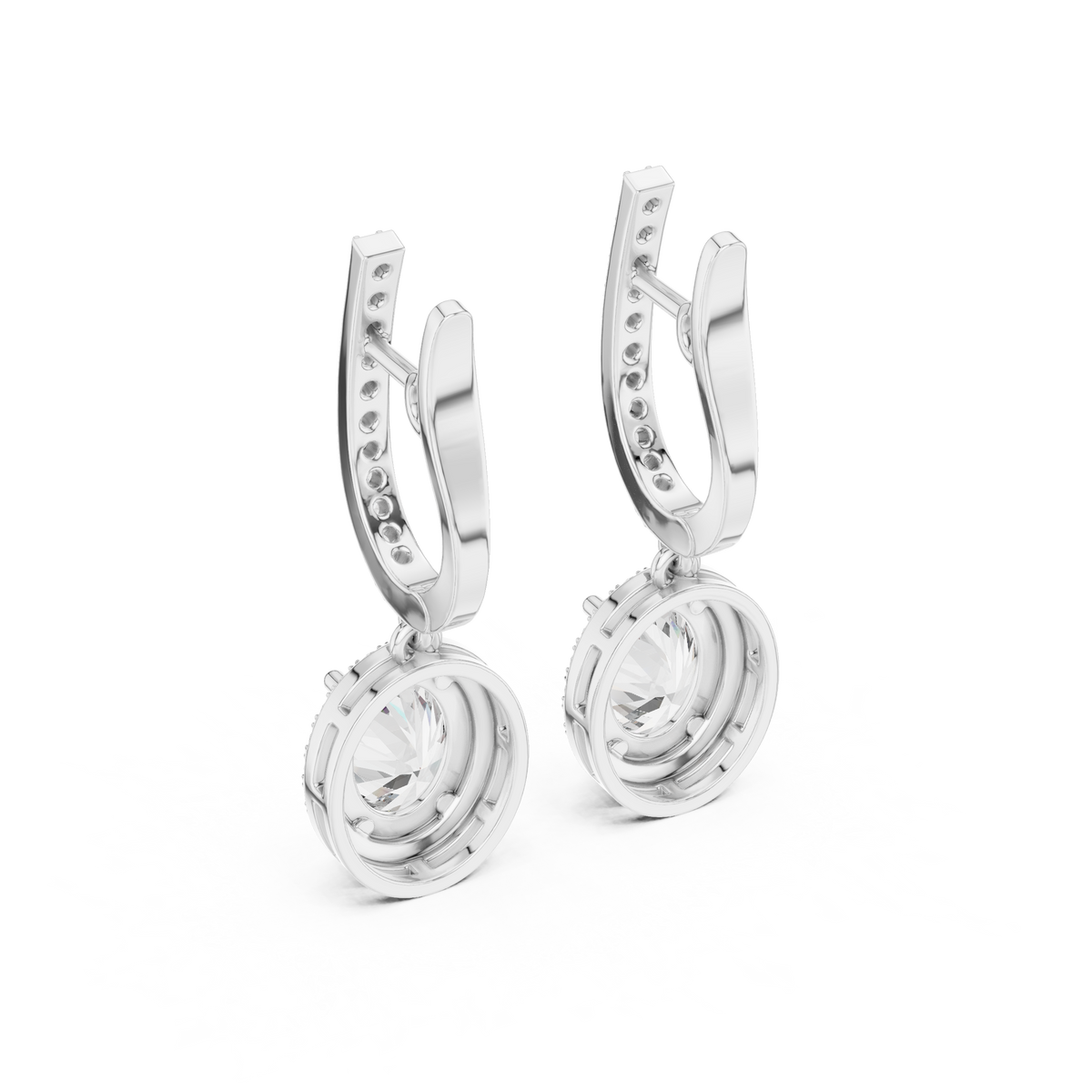 Oval Cut Halo Drop Earrings