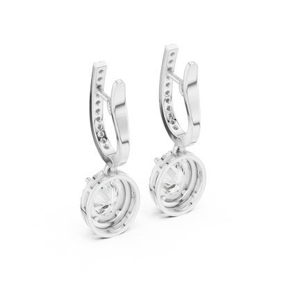 Oval Cut Halo Drop Earrings