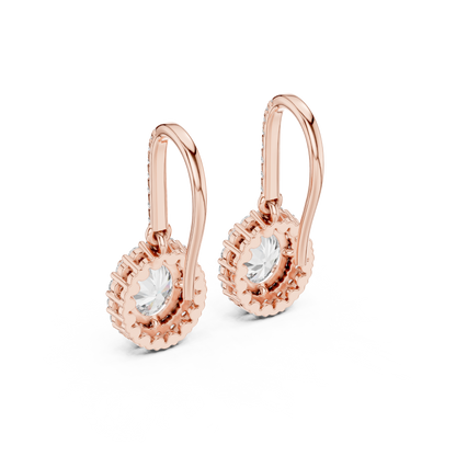 Oval Cut Diamond Halo Drop Earrings