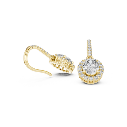 Oval Cut Diamond Halo Drop Earrings