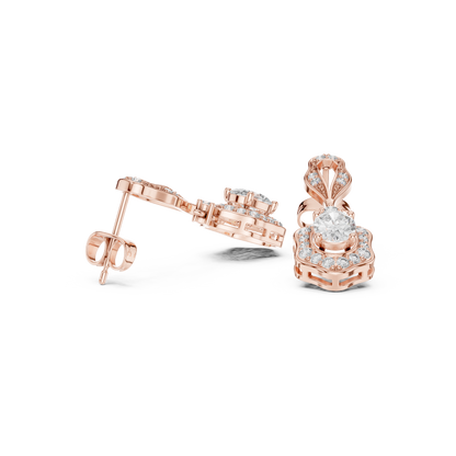 Vintage-Inspired Oval Diamond Halo Drop Earrings